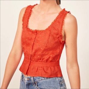 Reformation Luisa eyelet lace top red hot day